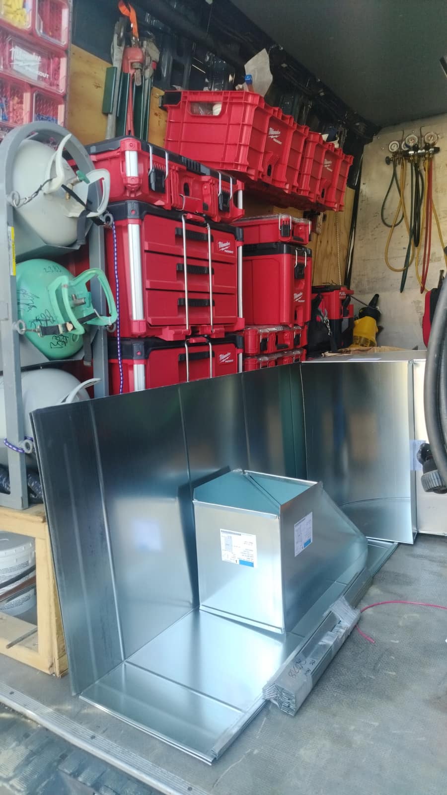 Organized American Mechanical Works jobsite and service van